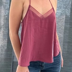 Free People Heartbeat Mesh Camisole Cranberry Colour Size Small